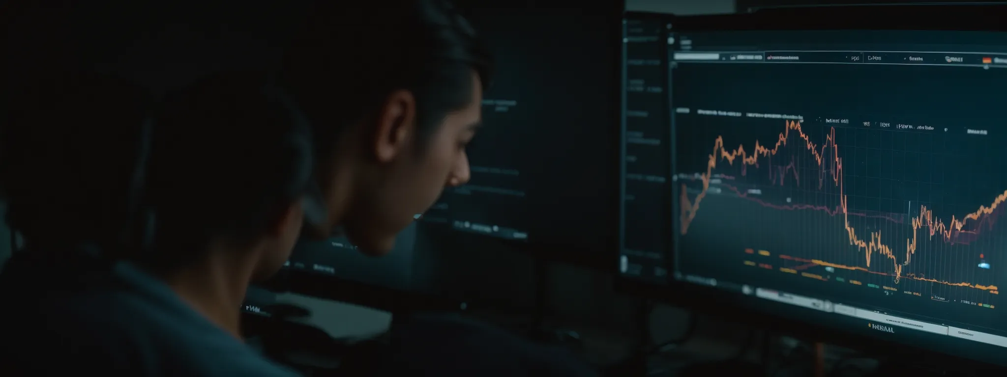 a person analysing a graph on a computer screen that represents video engagement analytics.