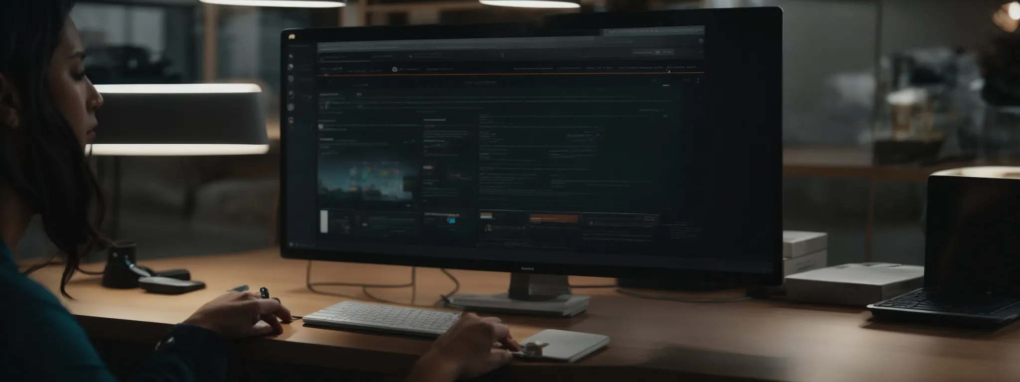 a person interacting with an intuitive and responsive website on a sleek, modern computer.
