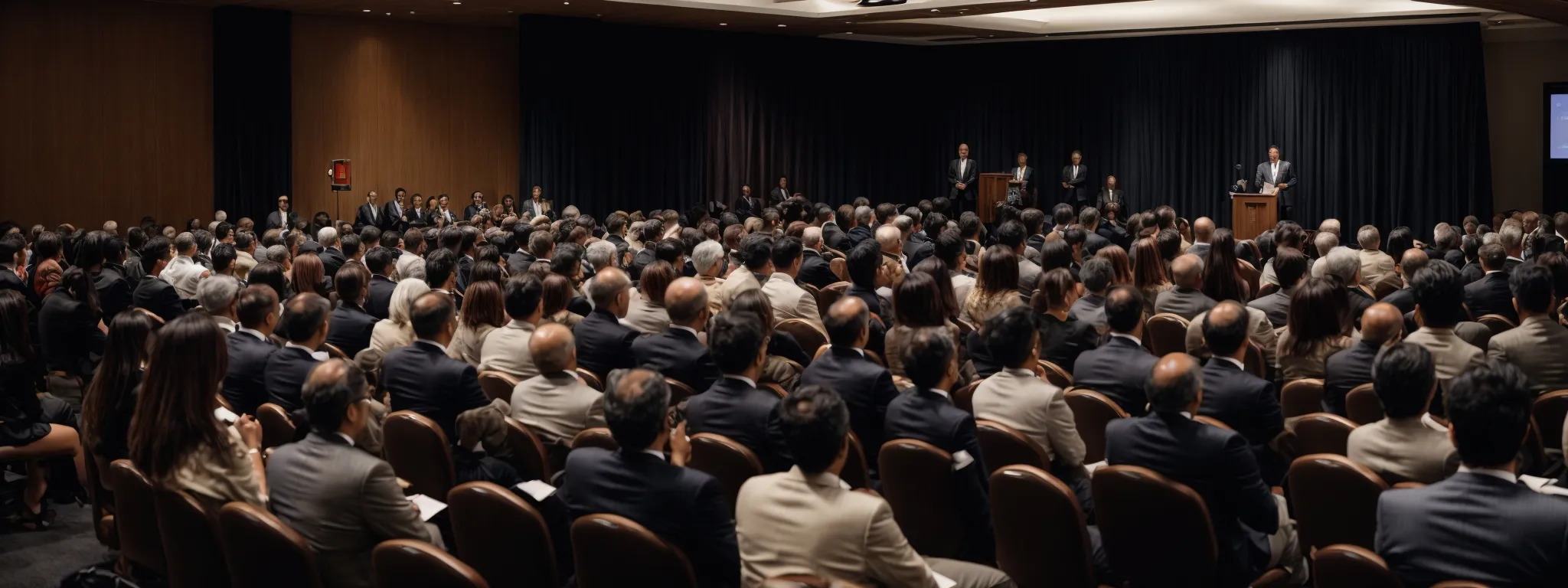 a speaker giving an insightful presentation at a local business conference.