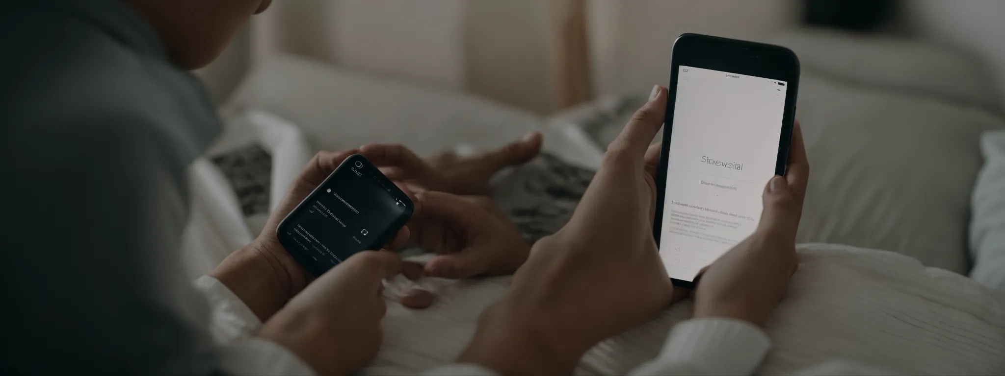a person holding a smartphone, browsing through a streamlined website on a mobile browser.