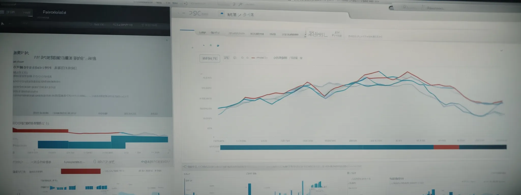 a computer screen displaying a graph of increasing website traffic and a user analyzing seo performance.
