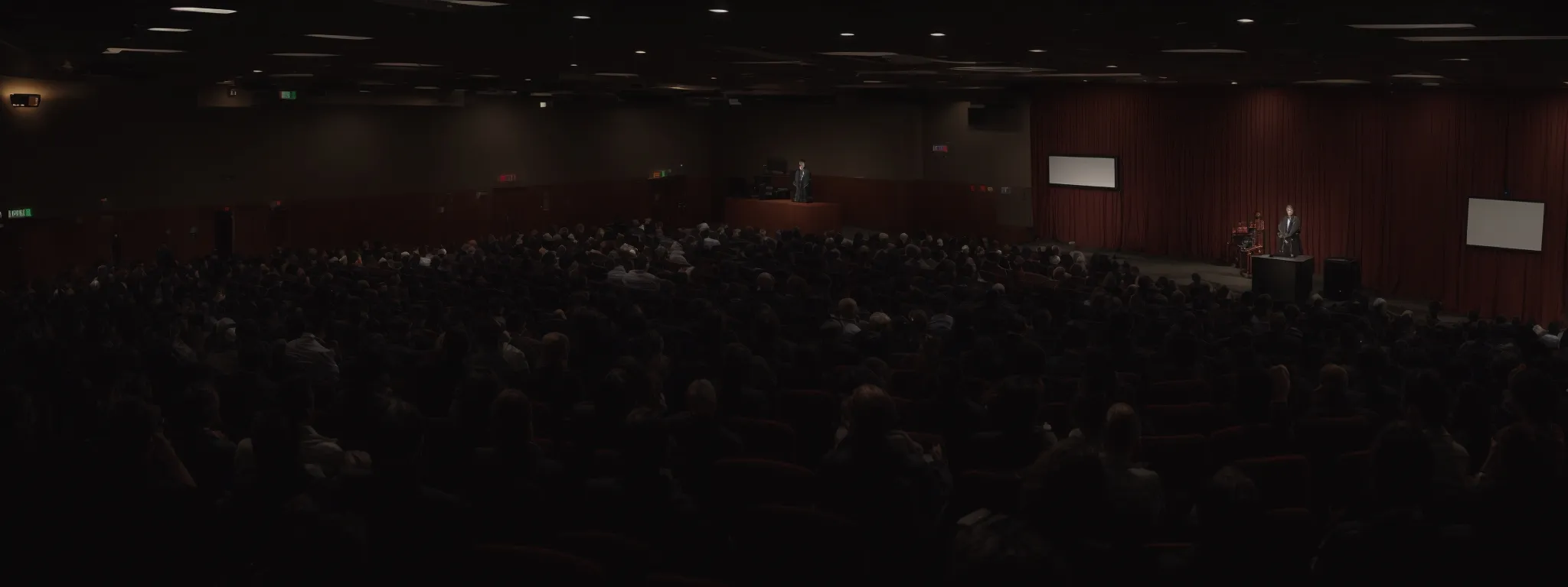 john mueller stands before a large audience, delivering an insightful presentation on cutting-edge seo strategies.