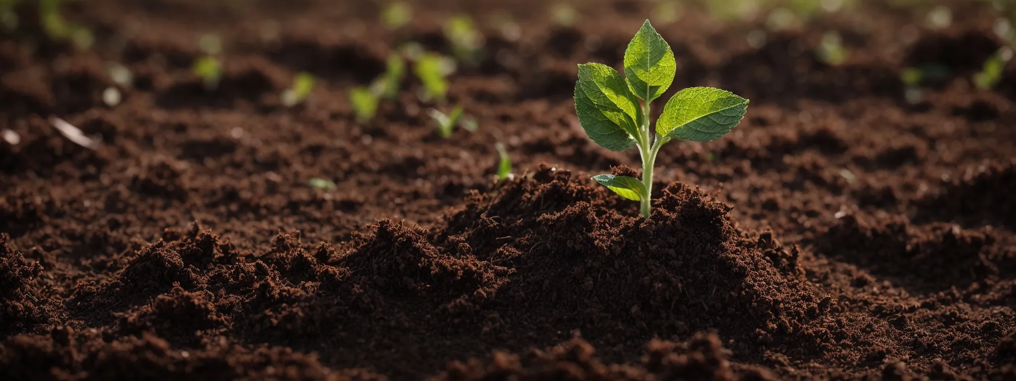 a seedling emerges through the soil into sunlight, symbolizing the initial phase of growth.
