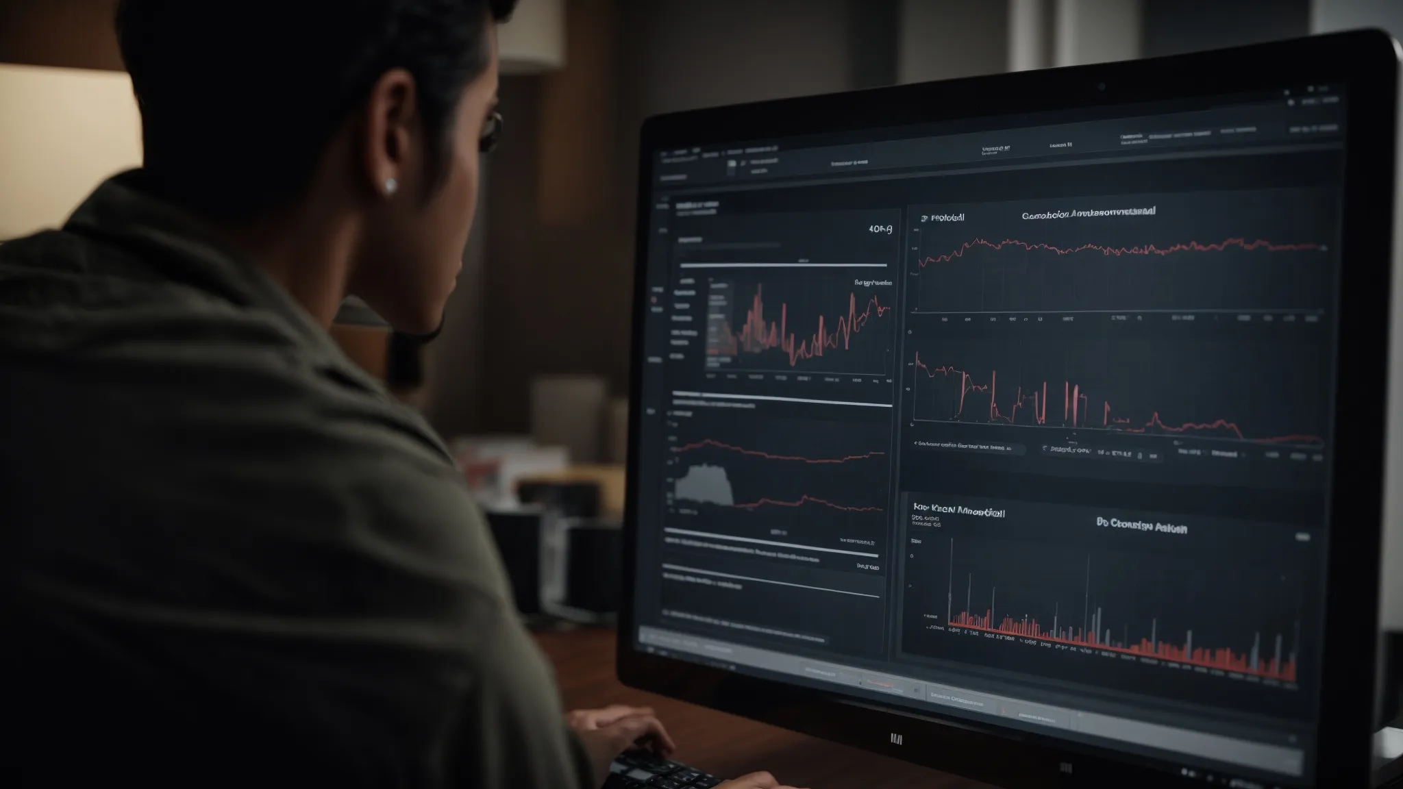 a person examining a comprehensive dashboard on a computer screen showing local search analytics and performance metrics.