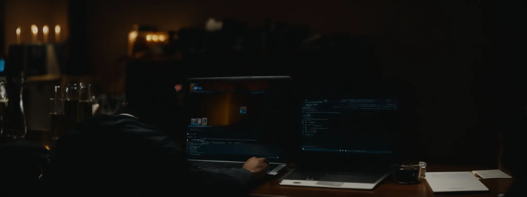 a person sitting before a laptop, immersed in studying an seo course online.