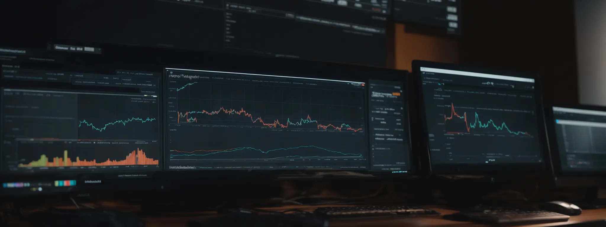 a computer screen displays a dashboard with seo analytics and a graph showing website traffic growth.