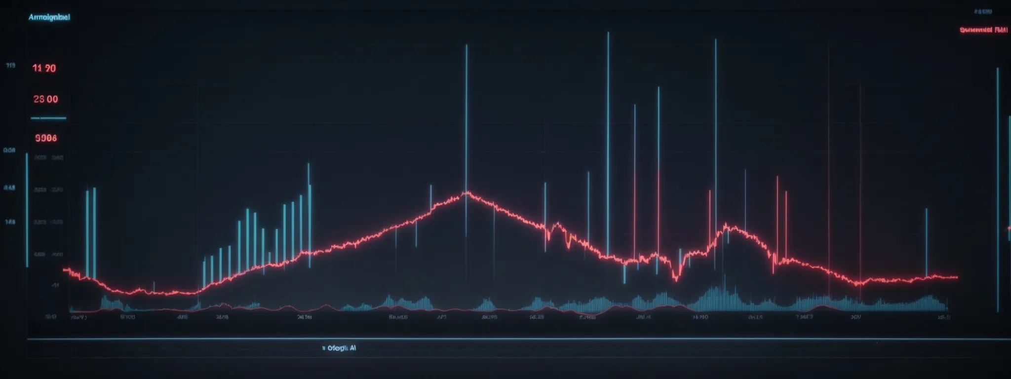 a computer screen displays a graph chart with upward-trending lines, symbolizing the growth and impact of ai on seo strategies.