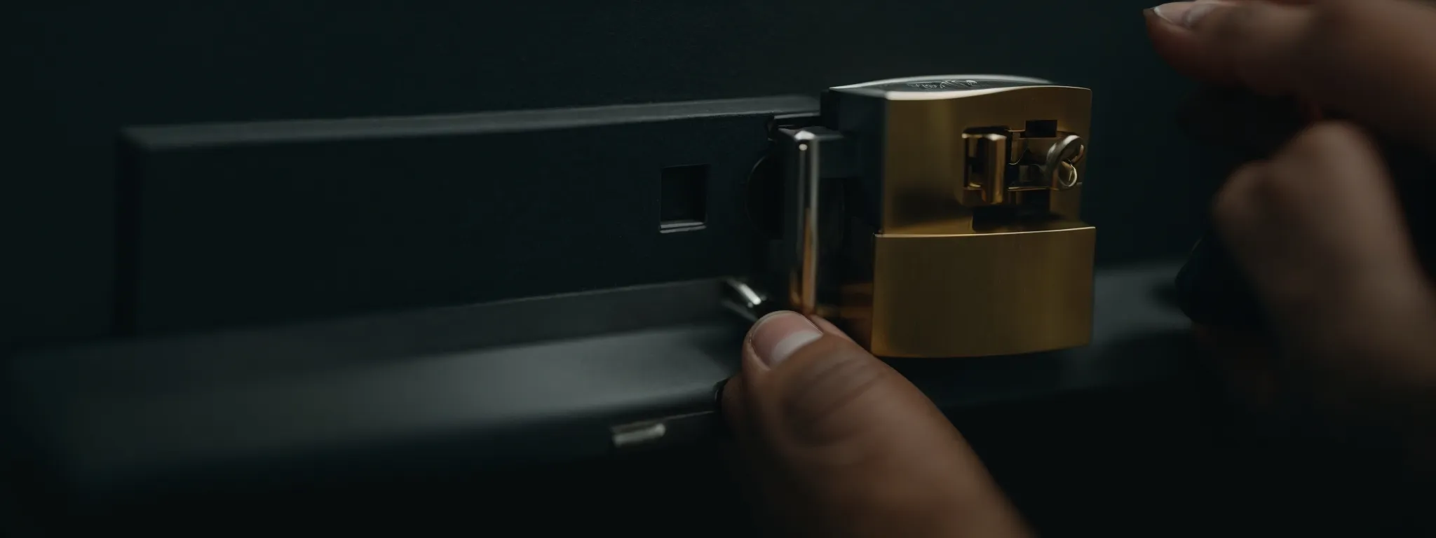 a technician is securing a padlock on a 3d icon of a wordpress logo, symbolizing website protection and seo improvement.
