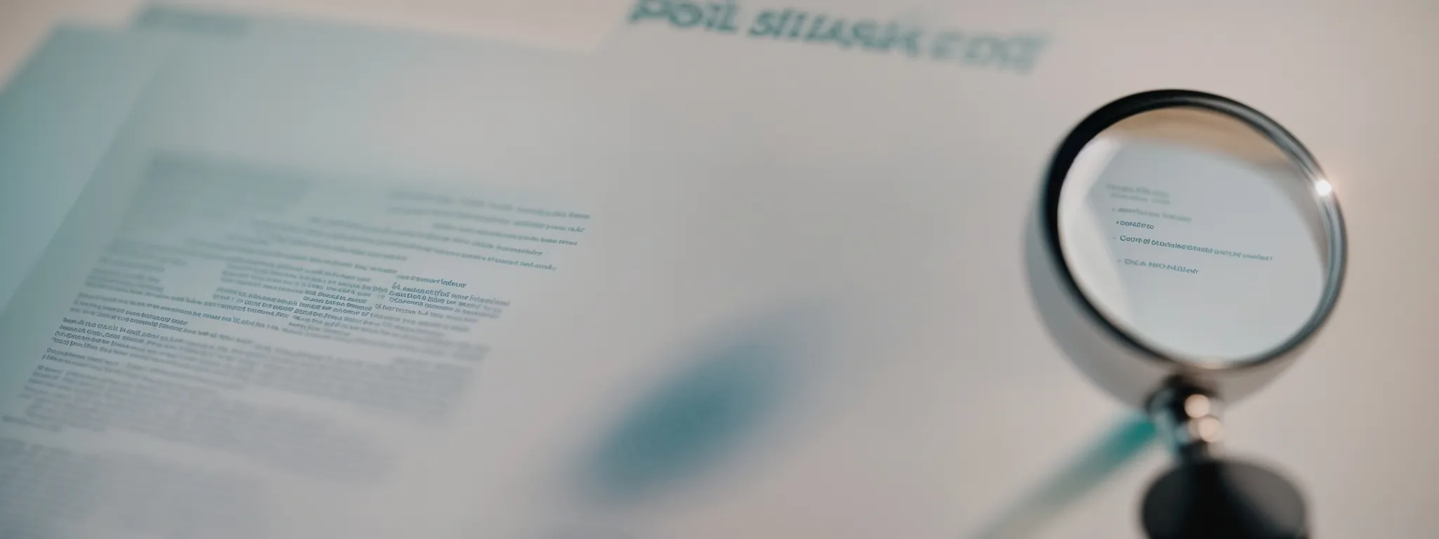 a magnifying glass hovering over a digital representation of a web page layout.