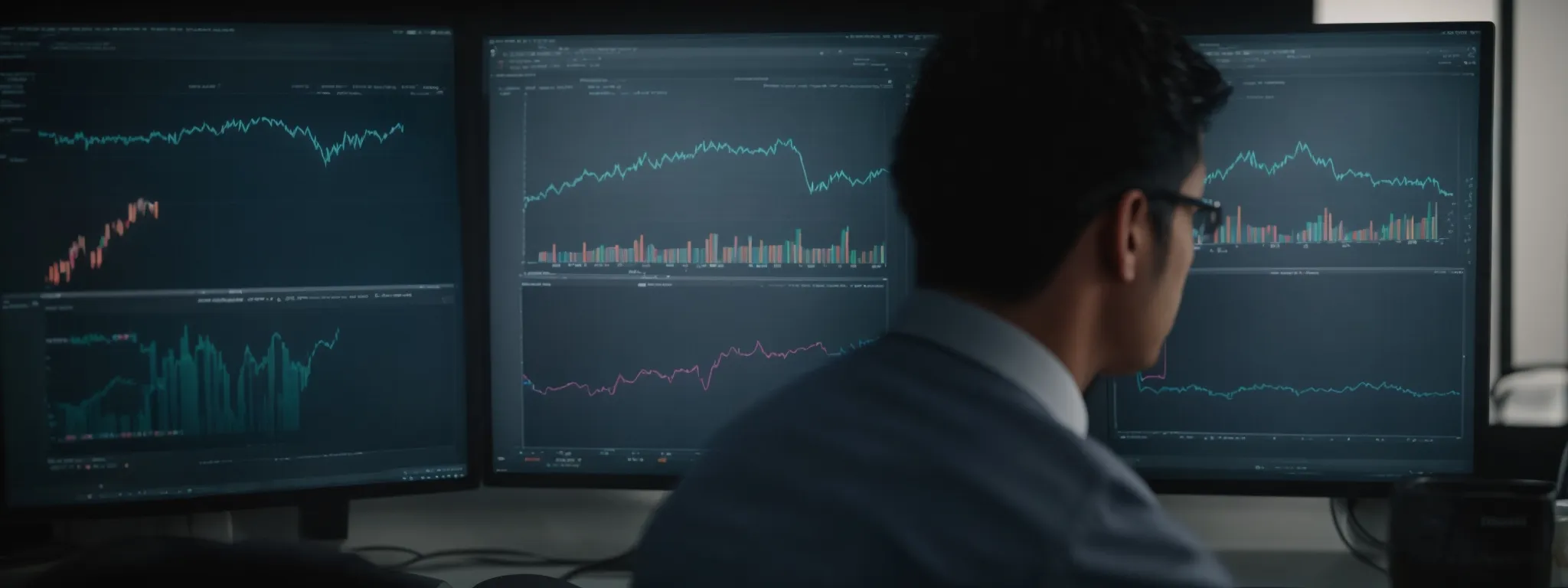a marketer analyzing graphs on a computer screen, reflecting a strategy shift to first-party data.