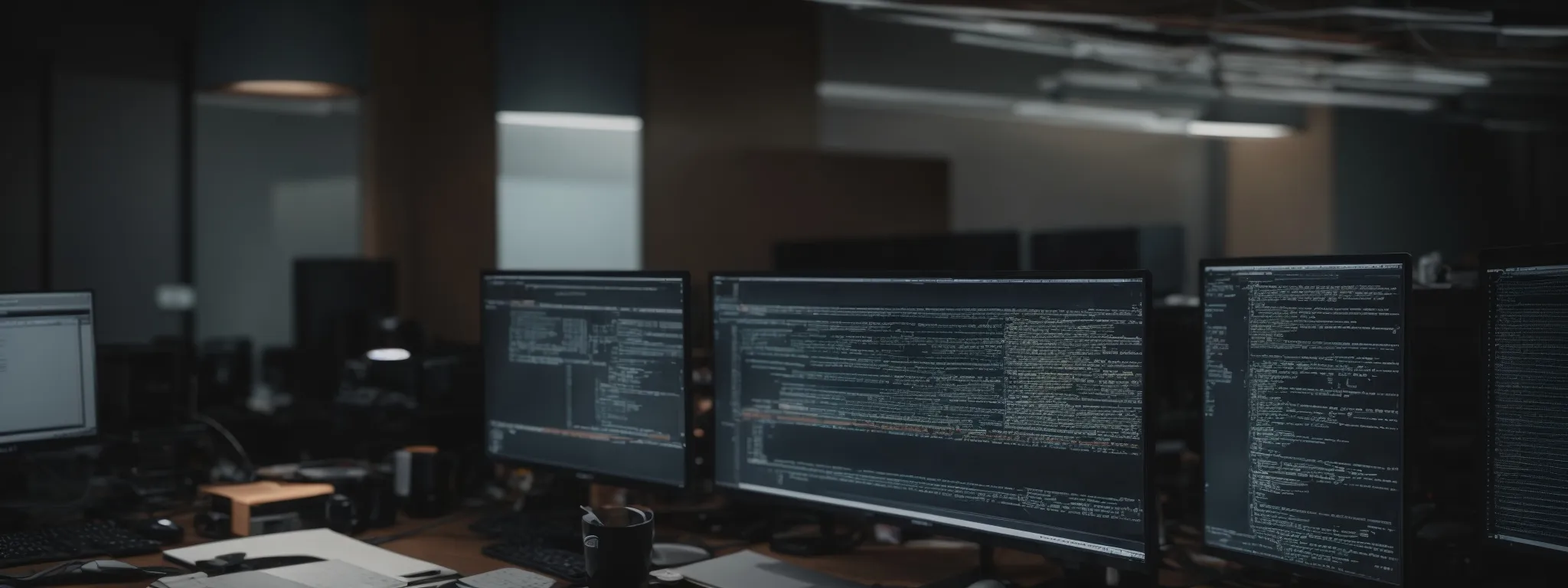 a web developer sits at a tidy desk, scrutinizing lines of html code on a large monitor, ensuring the optimal integration of an embedded iframe.