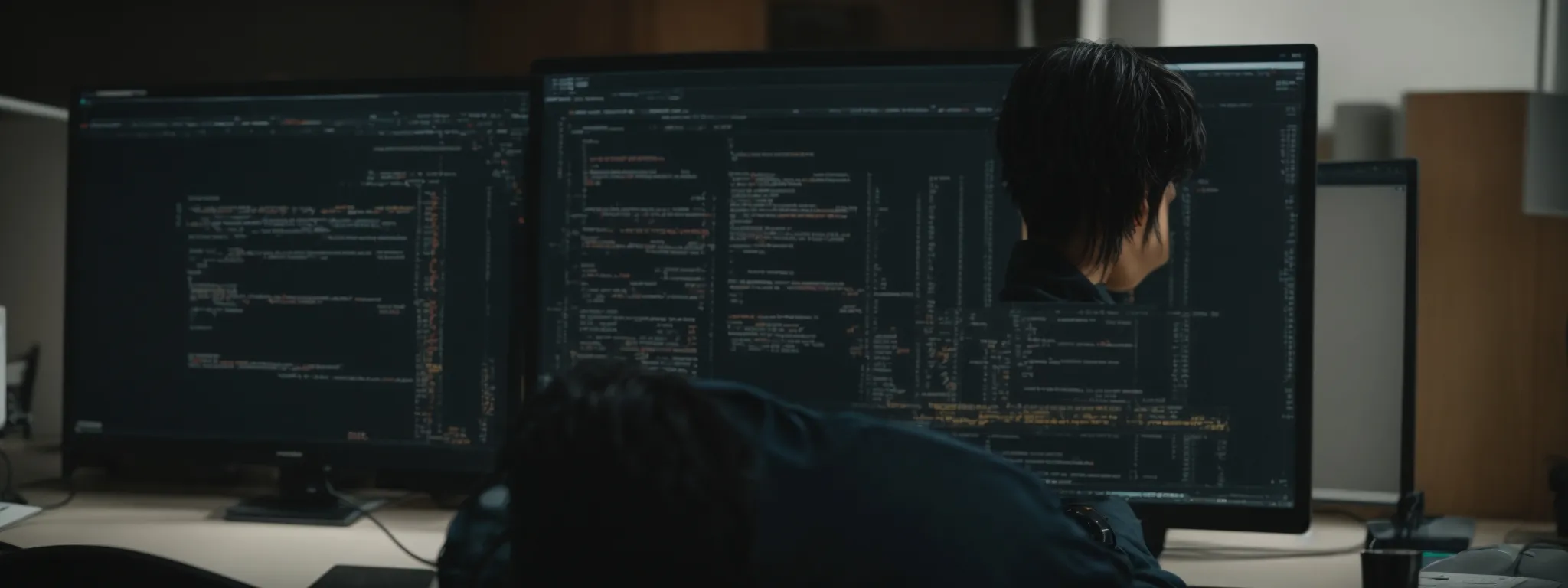 a programmer is optimizing a website's structure and content using javascript on a computer screen.