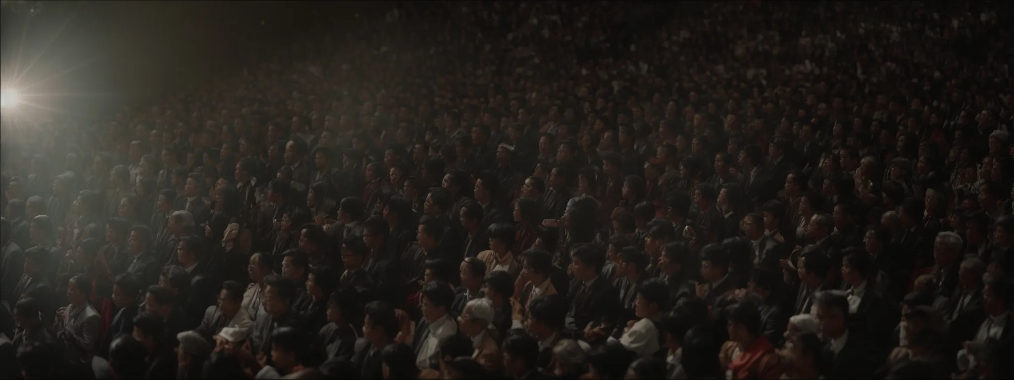 a crowd of disinterested people walking away from a stage where a lone speaker continues to present.