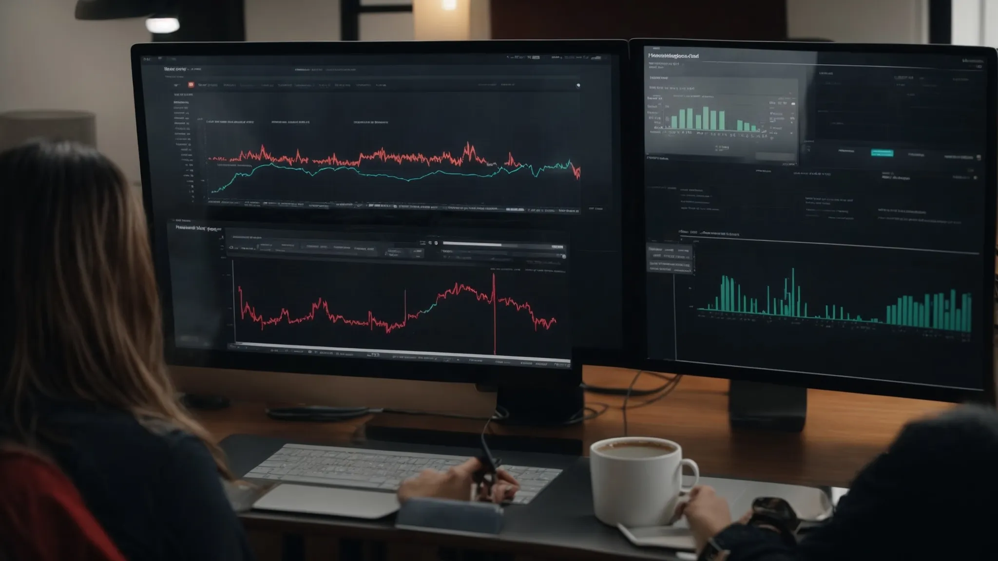 a marketing team analyzes website data on a computer screen, strategizing to improve online user engagement.