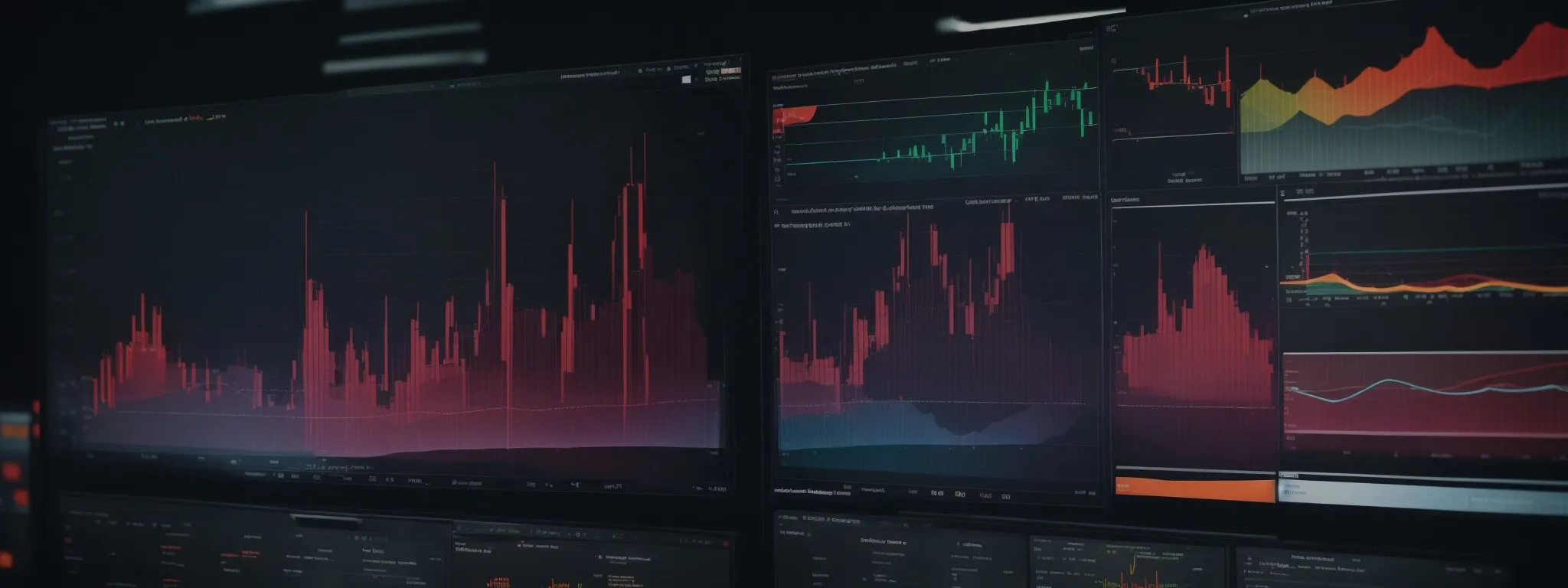 a computer screen displaying colorful graphs and analytics data, symbolizing the in-depth examination of a keyword strategy.