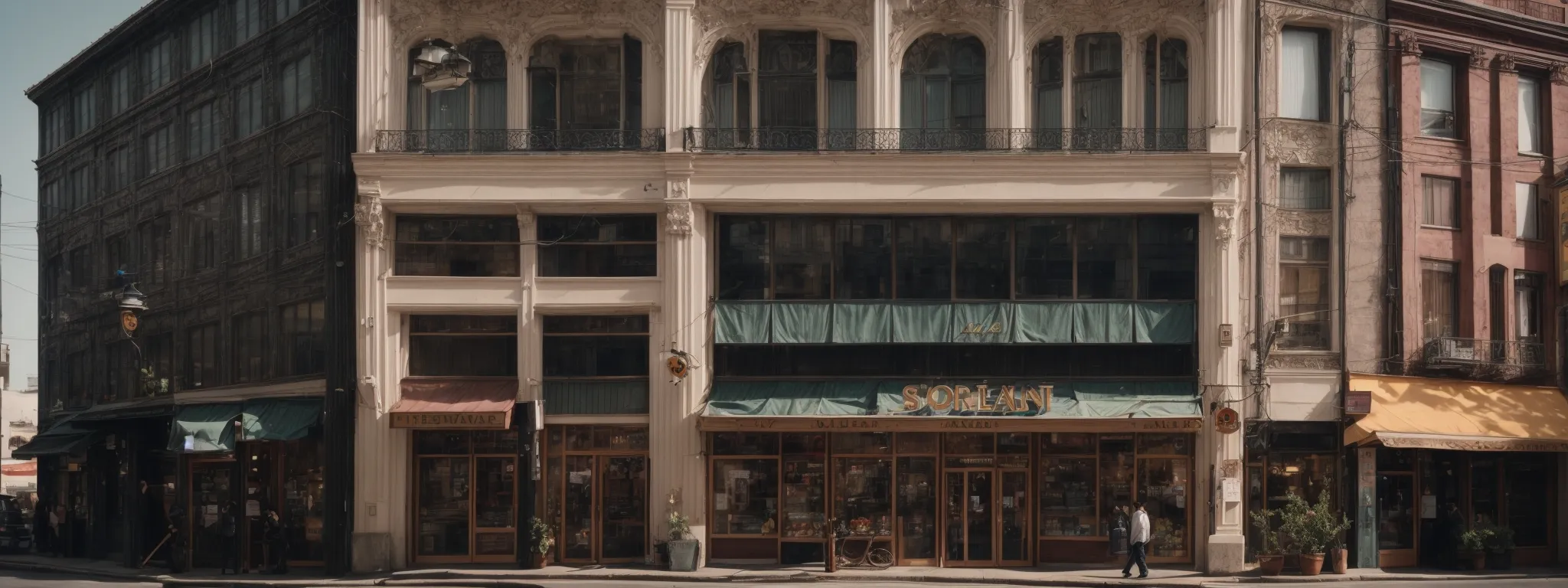 a network of storefronts with similar façade designs symbolizing brand consistency across diverse locations.
