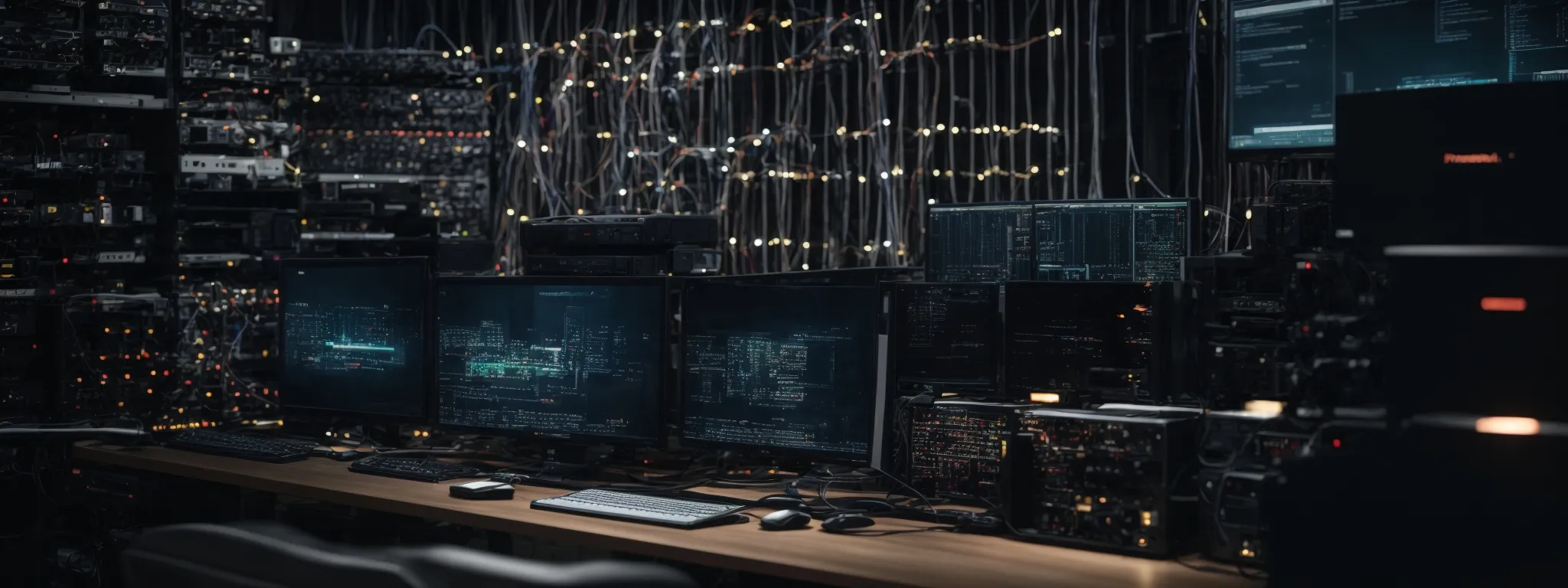 a cluster of interconnected computers symbolizing a powerful network enhanced by LinkGraph's backlink services.
