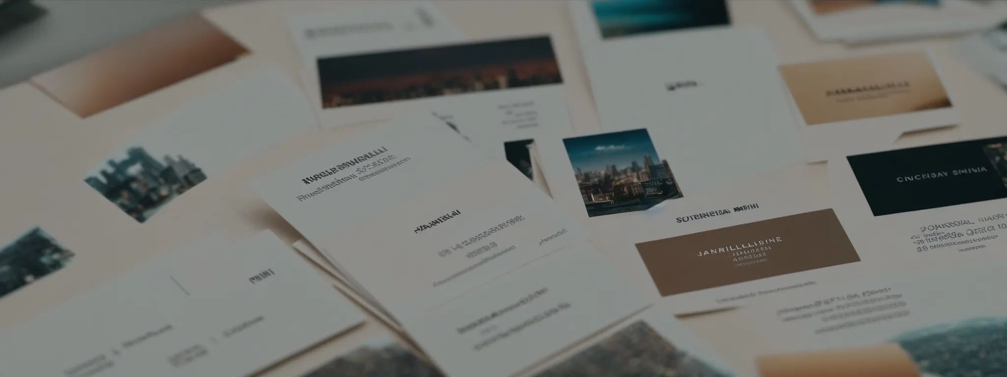 a professional browsing through a selection of business cards with various website addresses.