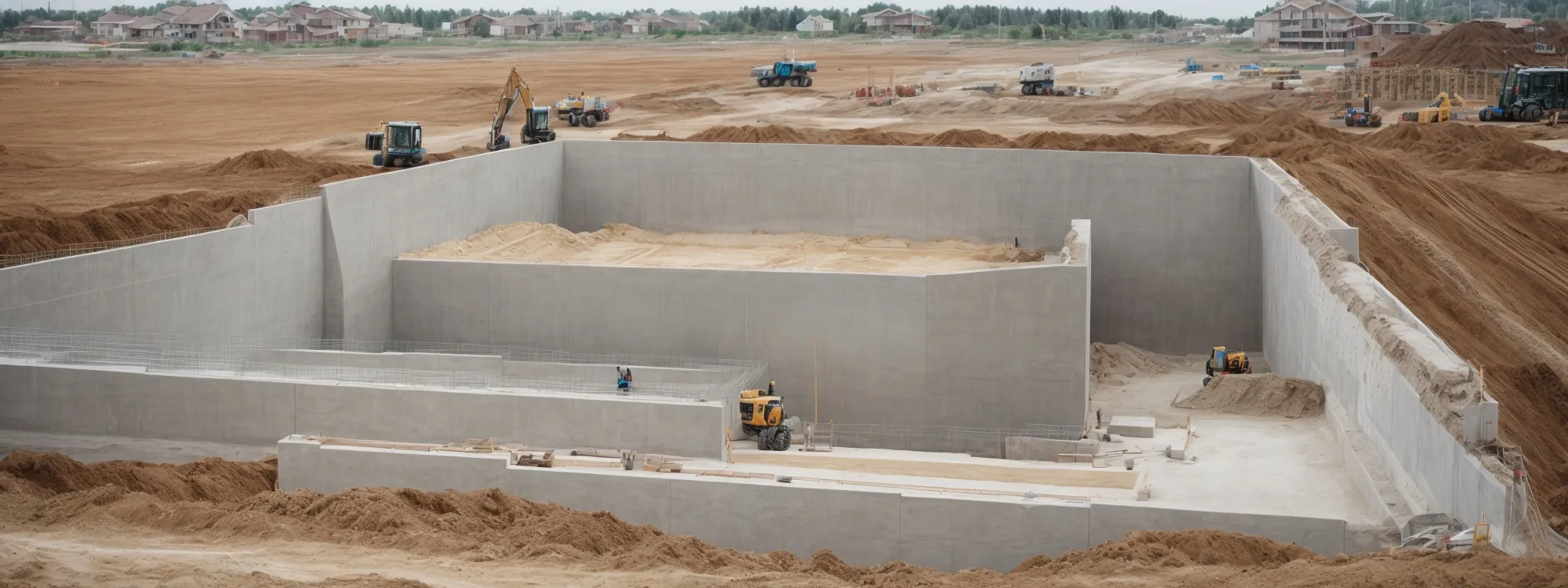 a solid stone foundation being carefully laid at the start of a new building construction.