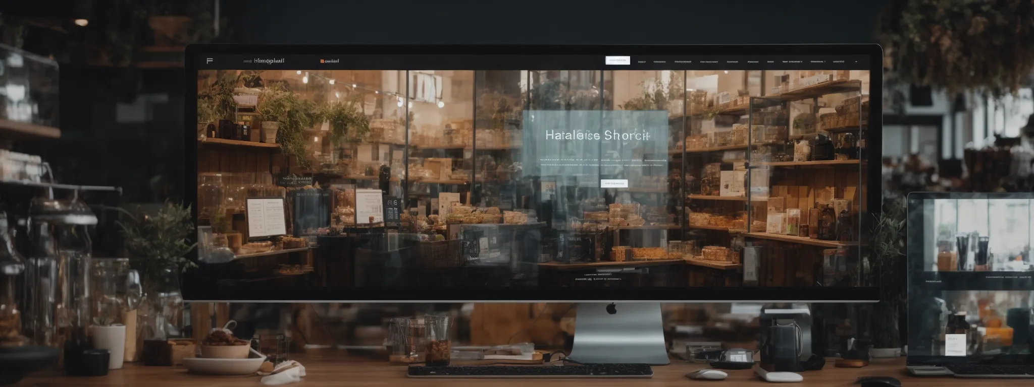 a bustling digital marketplace with highlighted search bars and filters showing an interface of a vibrant online store.
