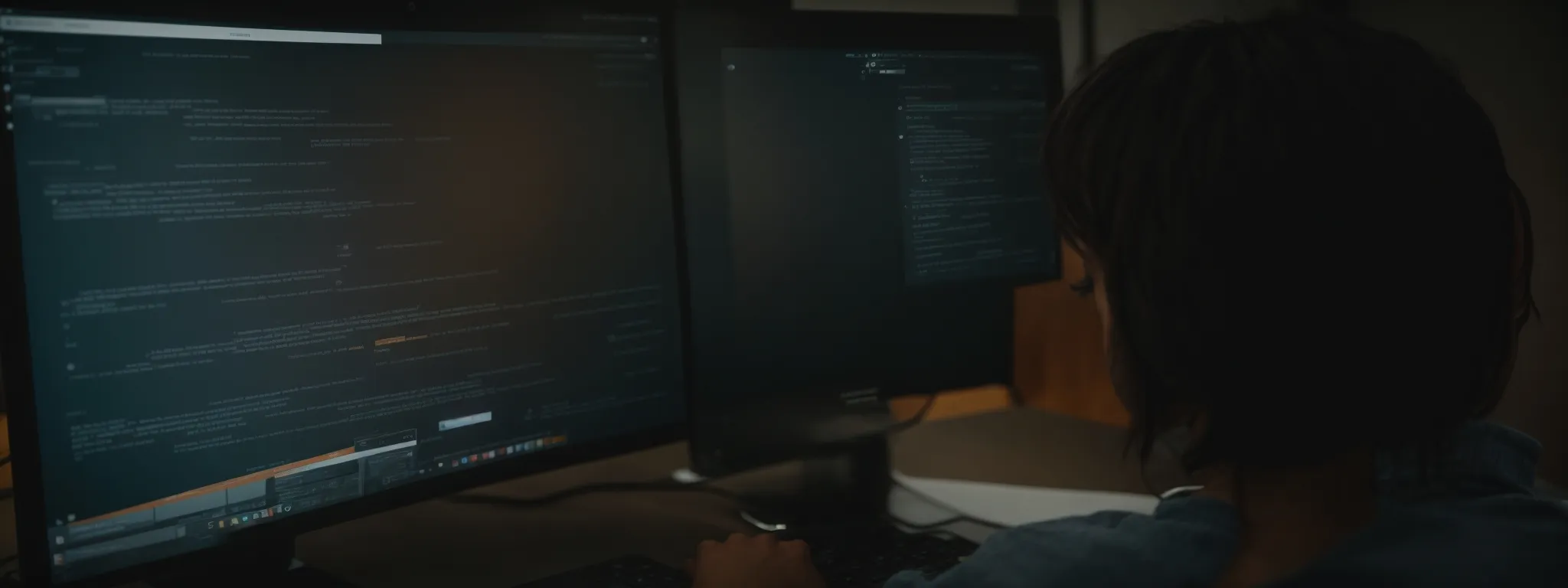 close-up on a person interacting with a content-rich, well-organized website on a computer screen.