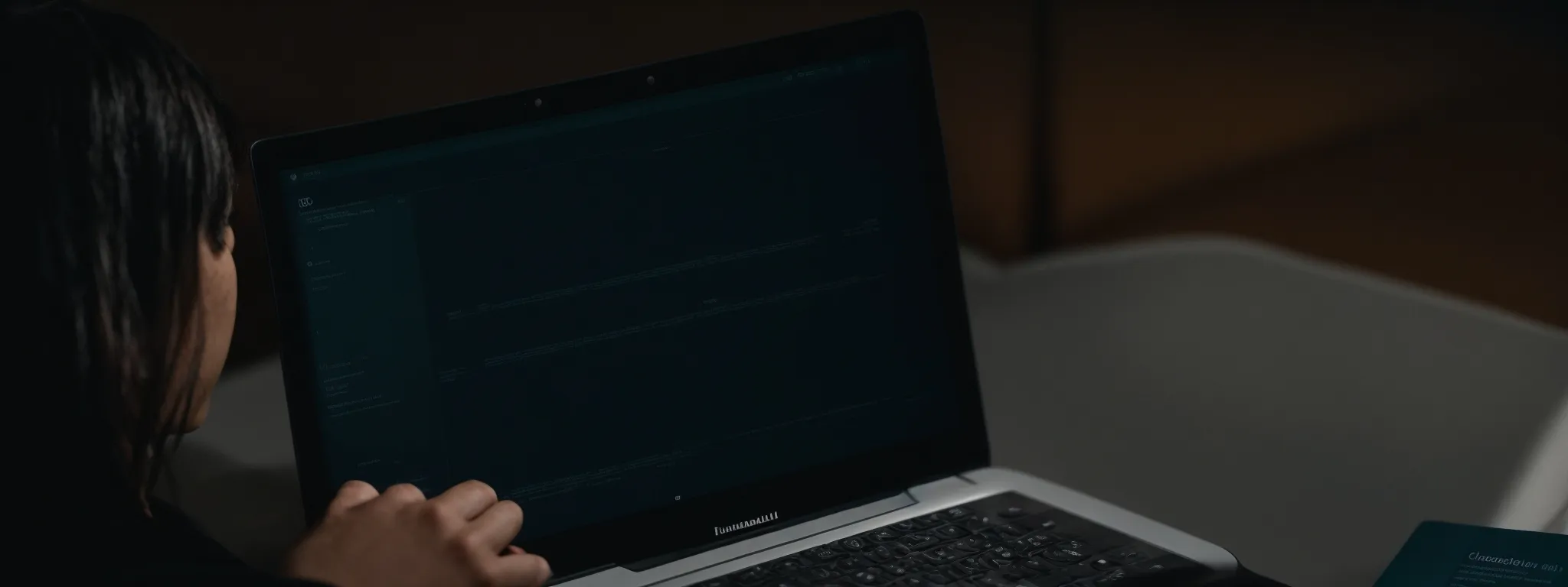 an individual intently fine-tuning the text on a computer screen displaying an online product listing.