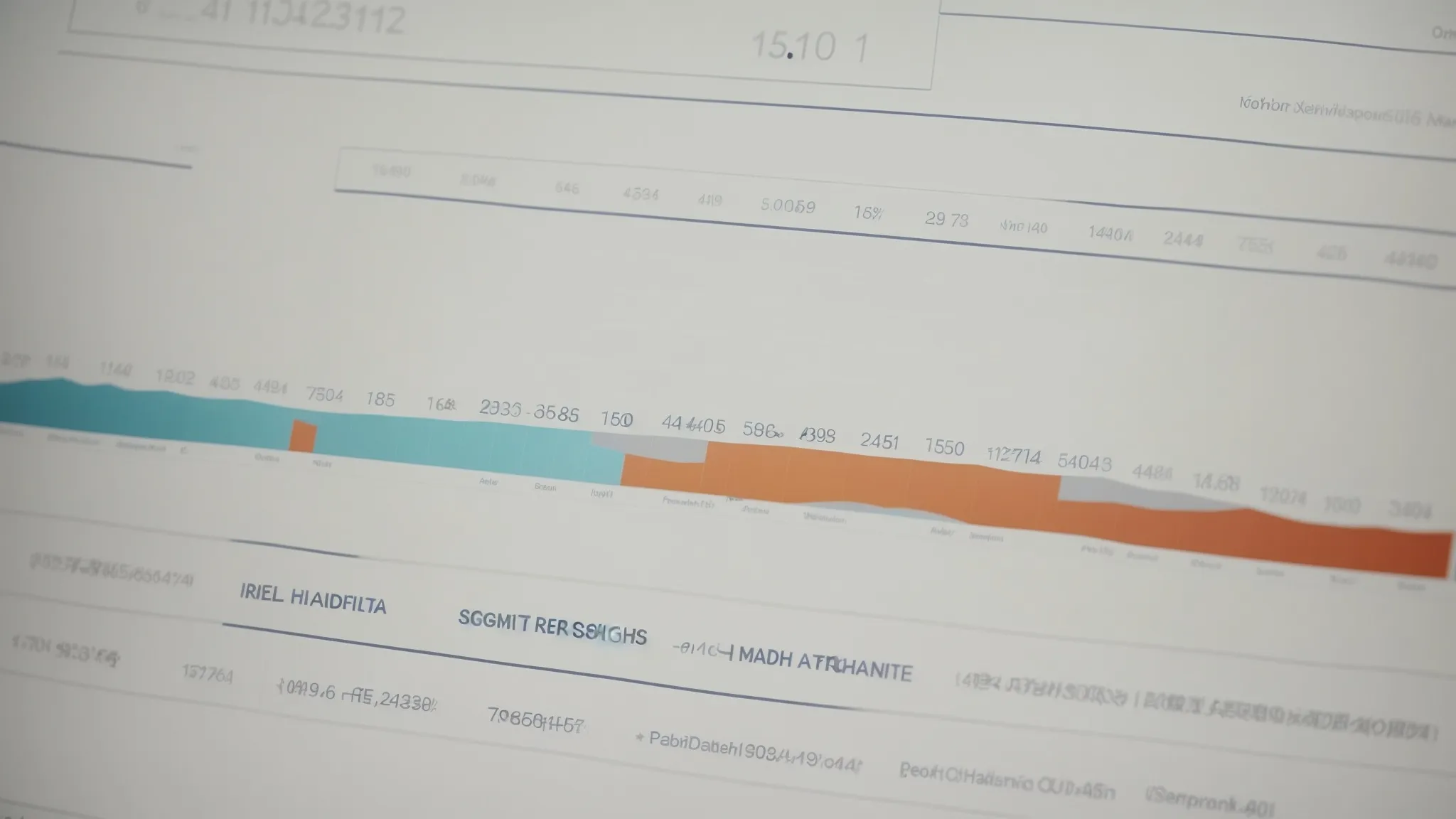 a close-up of a computer screen displaying an analytics dashboard with a graph showing search ranking improvements.