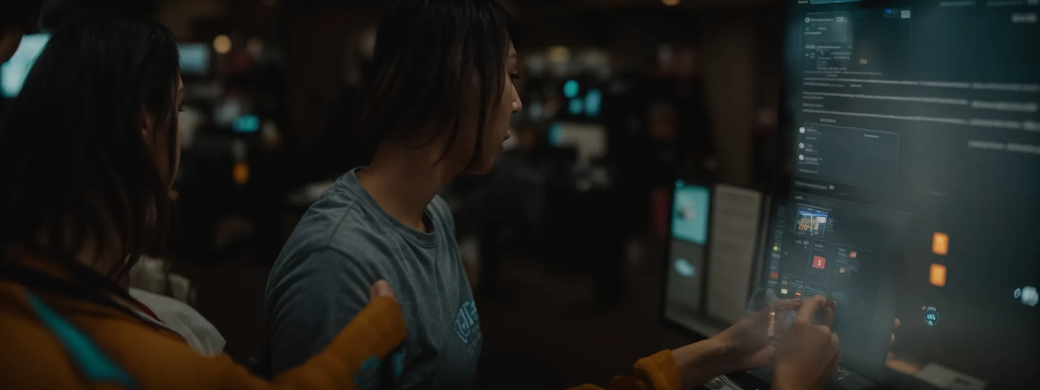 a customer interacting with an innovative digital interface on a tablet.