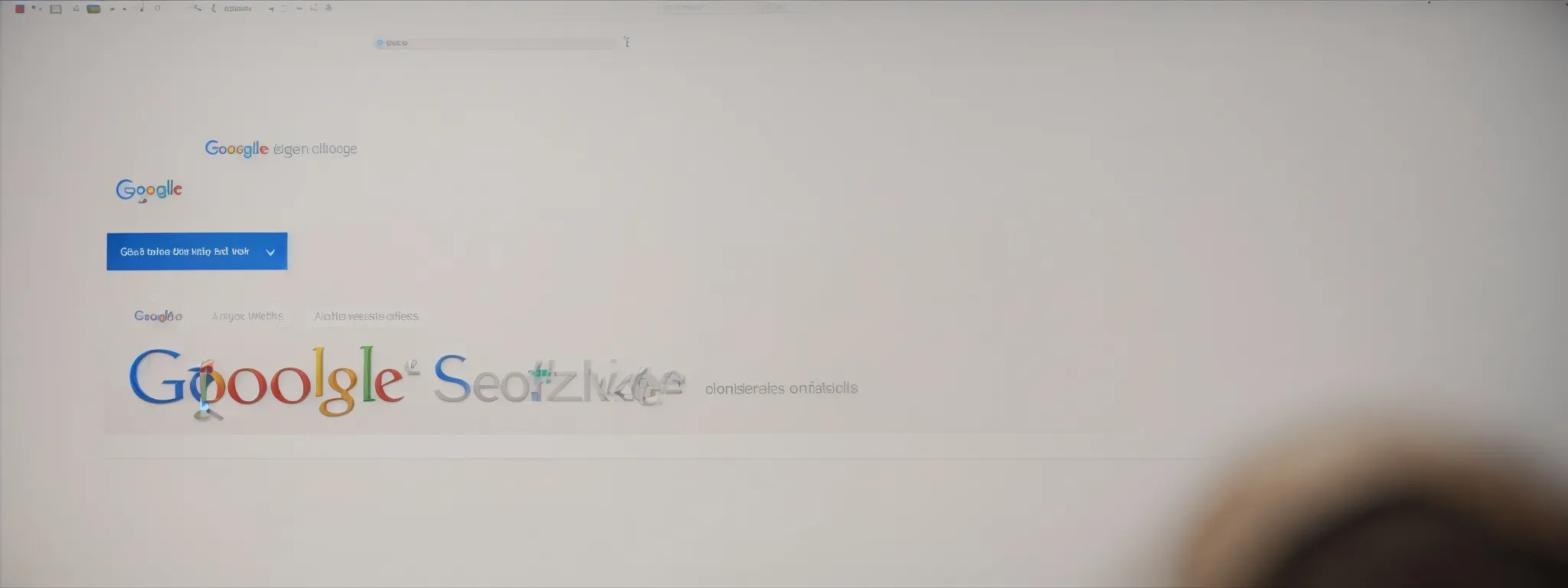 a computer screen displaying a google search page with a magnifying glass hovering over the search bar.