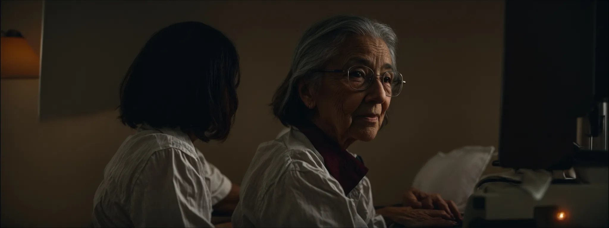 an elderly person comfortably interacting with a simplified website interface on a computer.