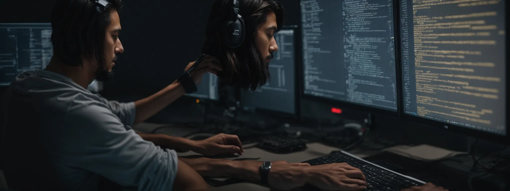 a web developer is optimizing a website's code on a computer screen to secure images against unauthorized use while boosting seo.