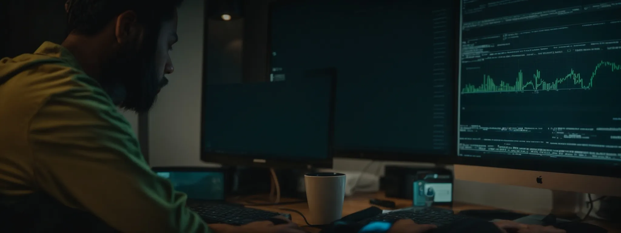 a person staring at a computer screen, visibly frustrated as the progress bar on an seo analytics tool advances slowly.