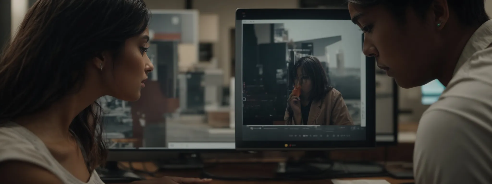 a person compares three distinct, labeled images on a computer screen, each showcasing a different level of clarity and loading speed.