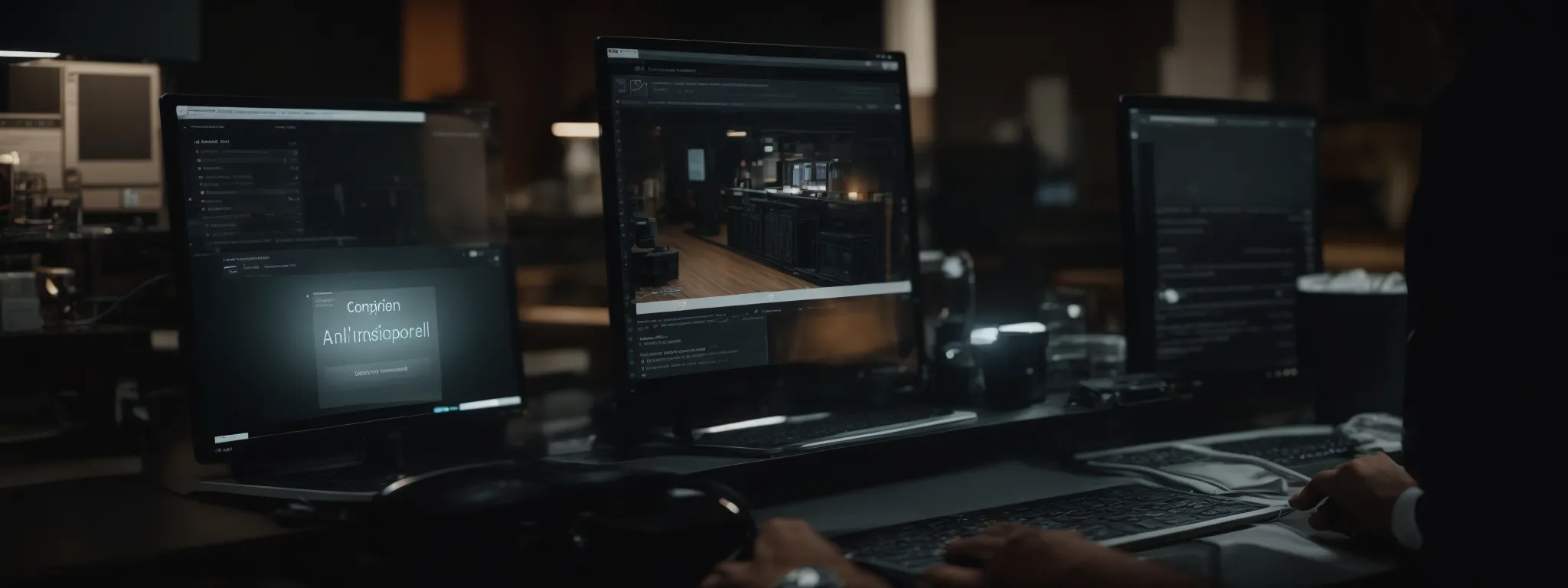 a computer screen displaying an ai-powered content creation interface while a user interacts with a smooth, responsive design.