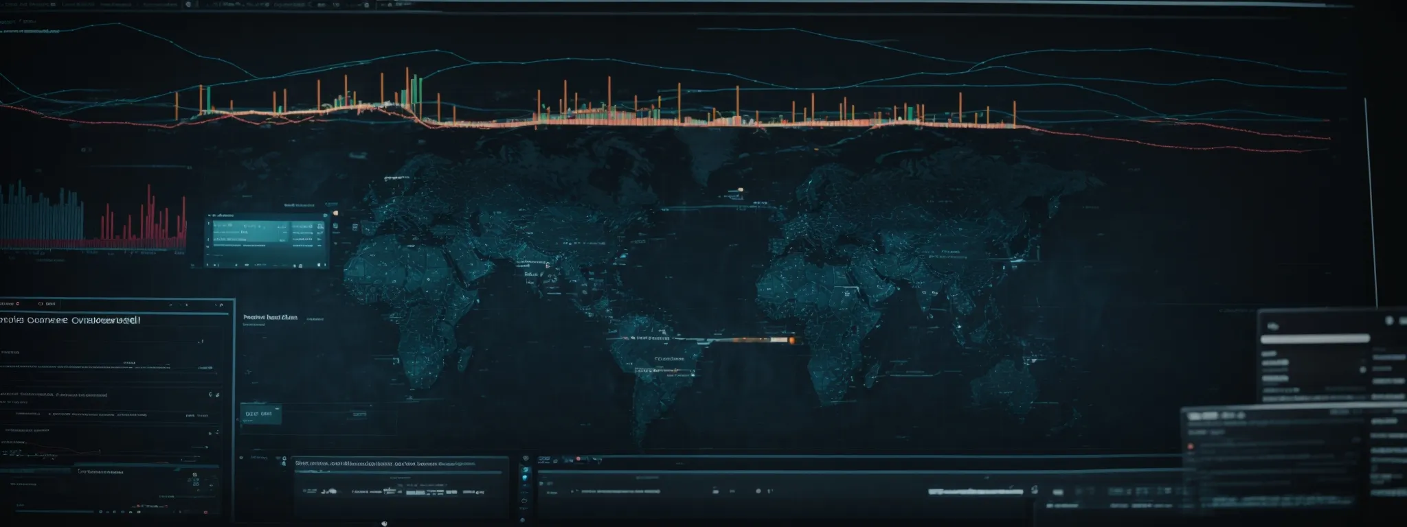 a computer screen displaying a video analytics dashboard with an overlay of interconnected network nodes symbolizing backlinks.