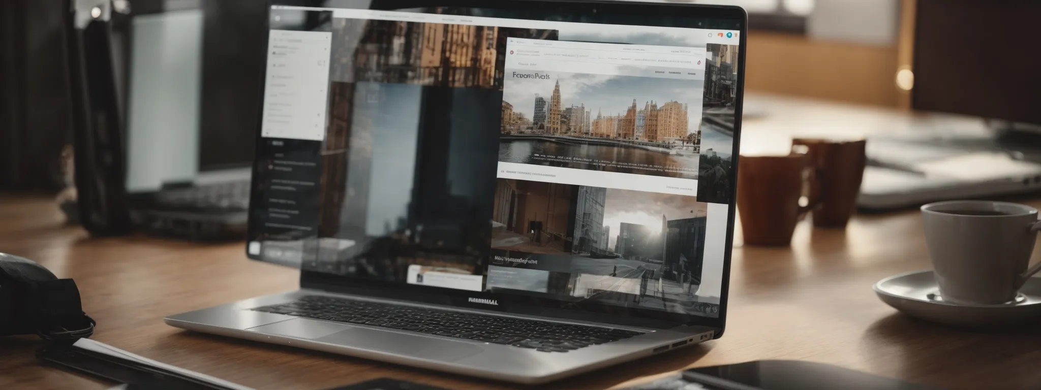an open laptop displaying a well-structured webpage with distinct sections and clear headings.
