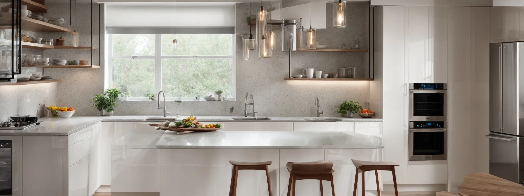 a newly renovated, modern kitchen with sleek finishes and updated appliances.