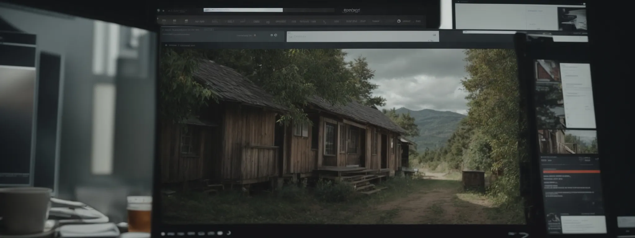 a computer screen displaying a smoothly loading webpage with large images progressively sharpening as a user scrolls down.