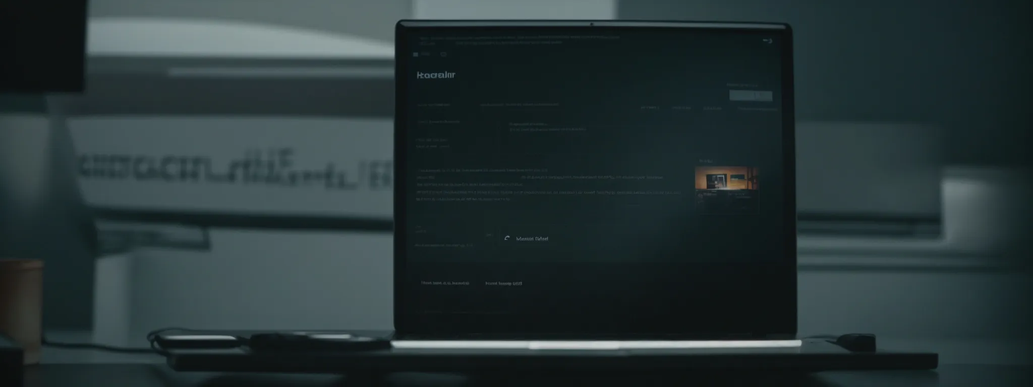 a computer screen displaying a webpage with engaging article headers and a video play button symbol.