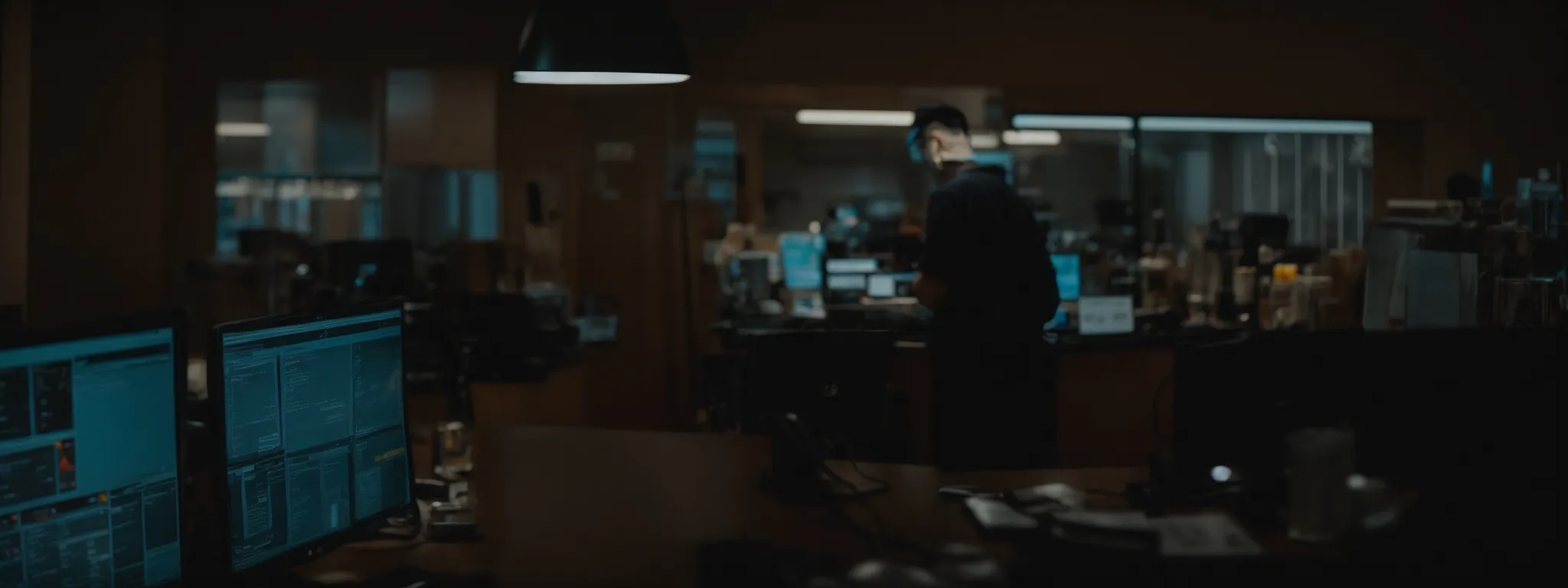 a business owner scrutinizes a review on a computer screen, ready to follow a procedural guide to flag it.