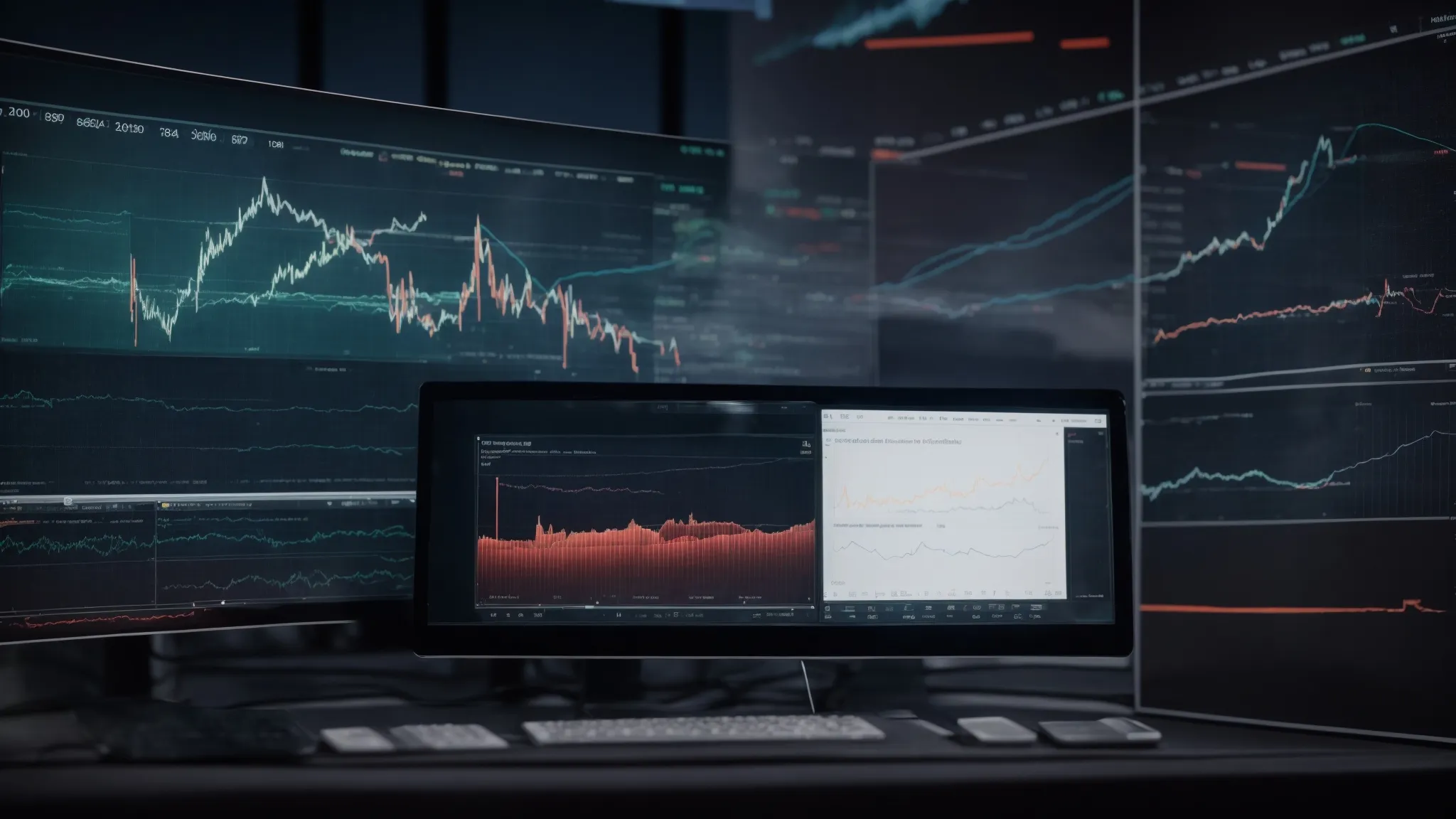 a computer screen displaying graphs and video analytics while a neural network illustration hovers in the background, symbolizing advanced video seo technology.