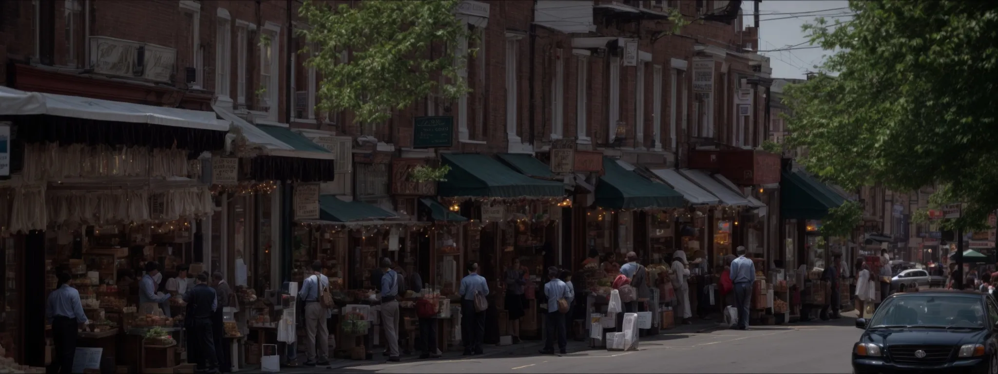 a bustling market street in york, pa, with small businesses interacting with local customers.