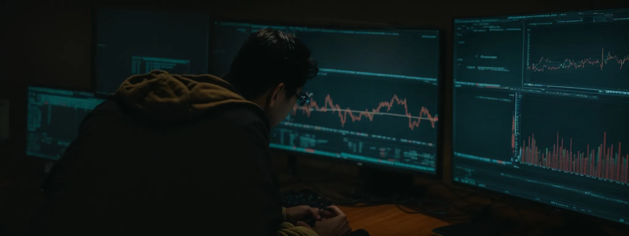a person analyzing a clear, simplified graphical representation of complex data on a computer screen.