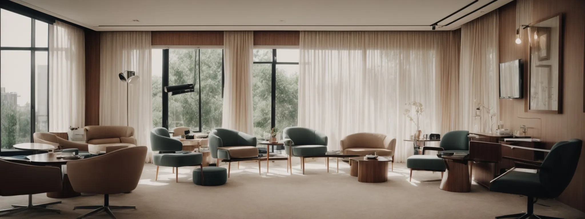 a professional consultation room with a modern aesthetic where in-depth conversations about plastic surgery options take place.