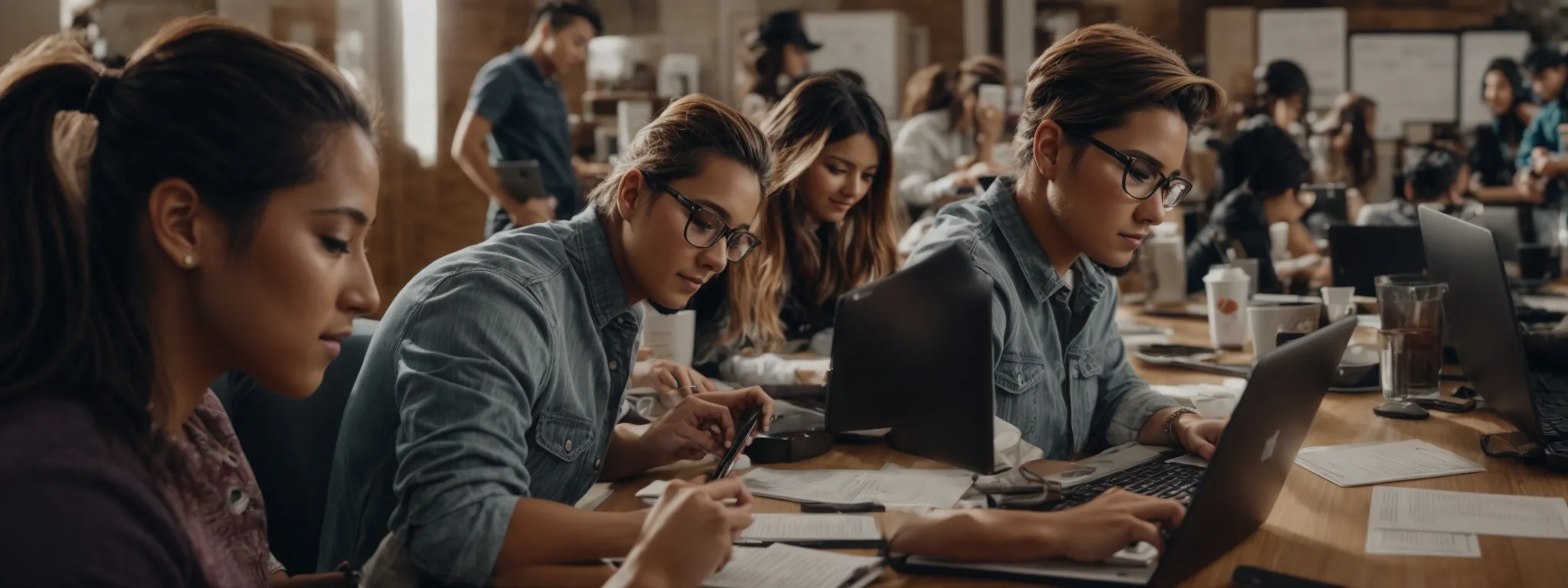 a bustling social media team plans a content calendar, marking dates for regular giveaway events to enhance audience engagement.