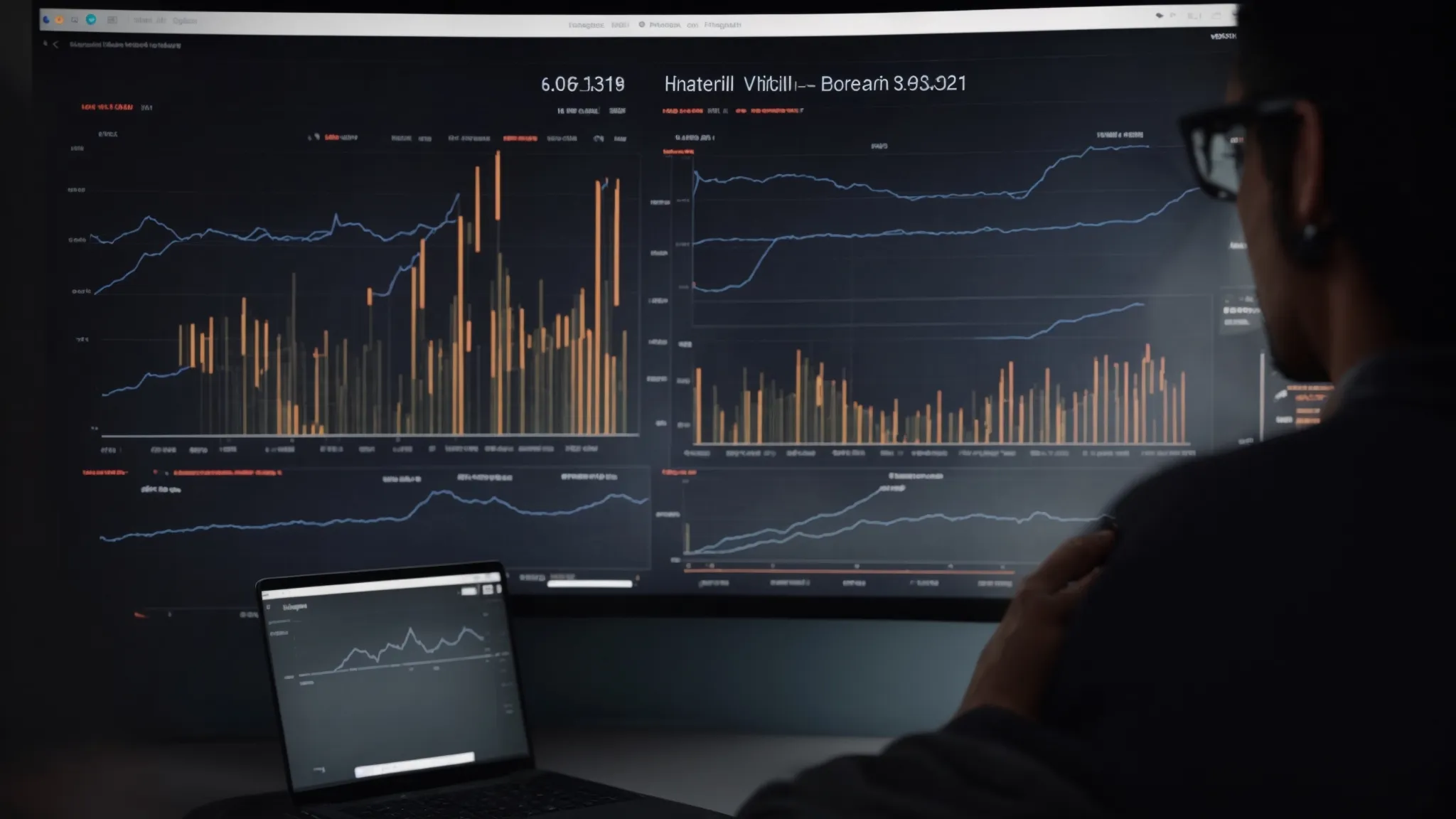 a person analyzing a graph of website traffic growth after optimizing domain names with relevant keywords.