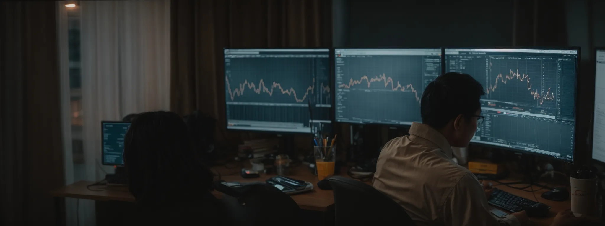 a person analyzing traffic graphs on a computer to improve their website’s seo performance.