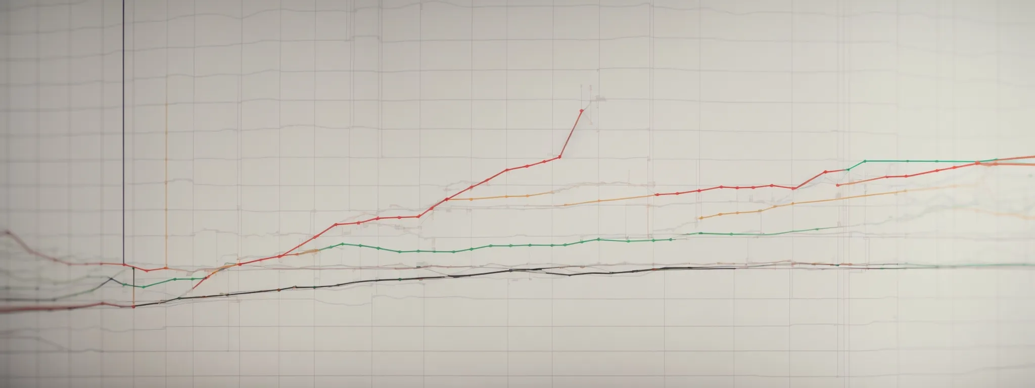 a graph showing a downward trend with symbols representing currency and arrows indicating fluctuating statistics.