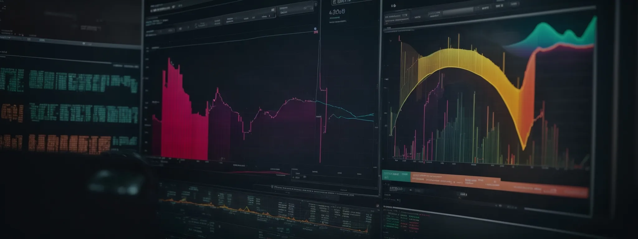 a computer screen displaying colorful charts and graphs analyzing website performance.