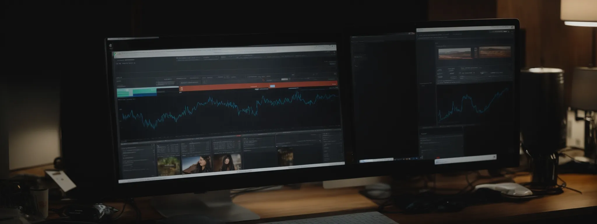 a desktop with multiple browsers open showing a website's analytics data.